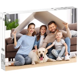 AITEE Acrylic Picture Frame 10 x 15 cm: Clear Double-Sided Frameless Photo Frame, Freestanding Desk Magnetic Picture Frame