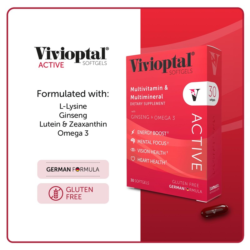 Vivioptal Active, 30 Softgels, Ginseng & Omega 3, Multivitamin &