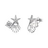 Starfish Shell Earrings 925 Sterling Silver Shell Starfish Asymmetric Stud