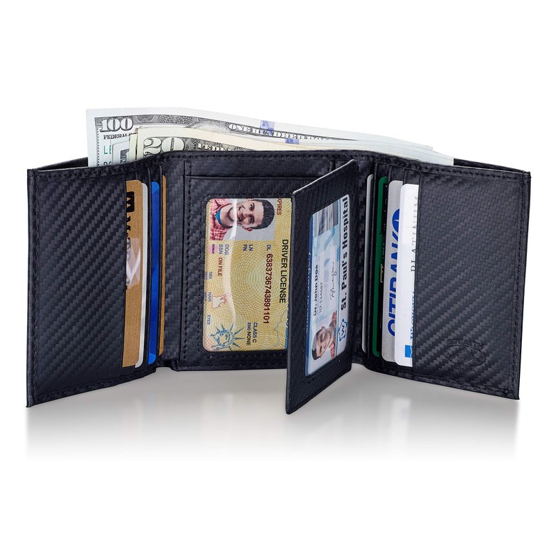 Stealth Mode Leather Trifold RFID Wallet For Men With Flip