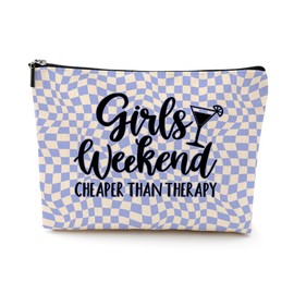 Girls Weekend Gifts Cosmetic Bag Retro Plaid Makeup Bag Funny Girls Trip Gifts Favors Summer Vacation Birthday Christmas Friendship Gifts for Women Niece Bestie Her Best Friends Bachelorette Party