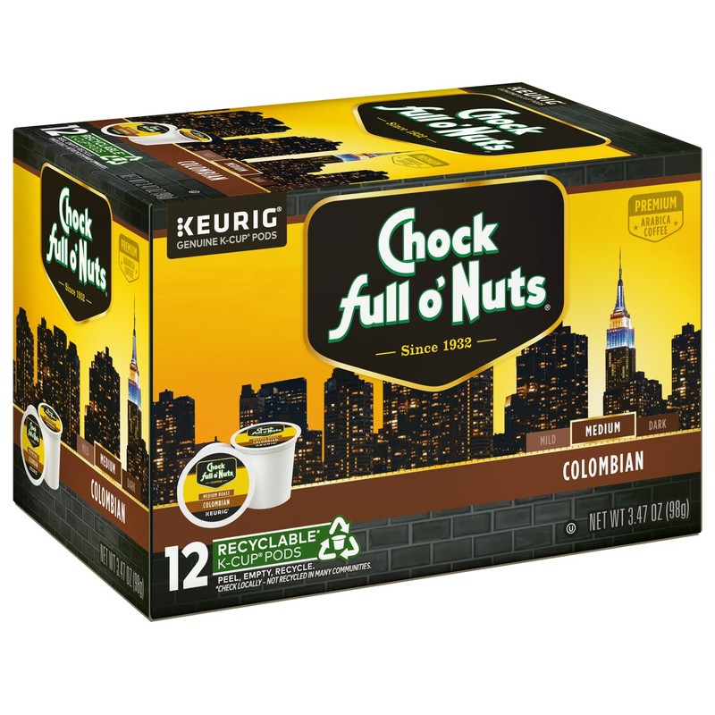Chock Full o'Nuts Colombian Coffee, Compatible with Keurig K-Cup Pods,