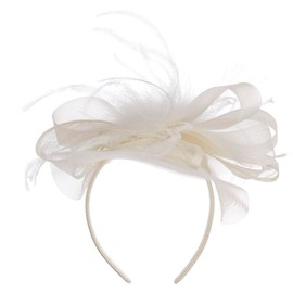 LIERYS Loarena Women's Straw Fascinator with Bow Made in Italy Summer, cream white, Unit size