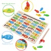 Magnetic Wooden Fishing Game Toy for Toddlers, Alphabet Fish Catching