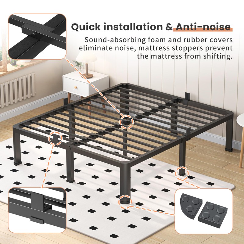 VIPSHOW 14 Inch Twin Heavy Duty 3500 lbs Bed Frame