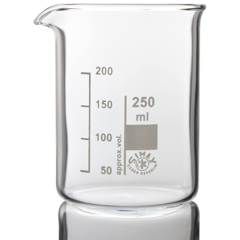 Glasses, Tumbler 250 ml Beaker Low Form, with Moulded Spout