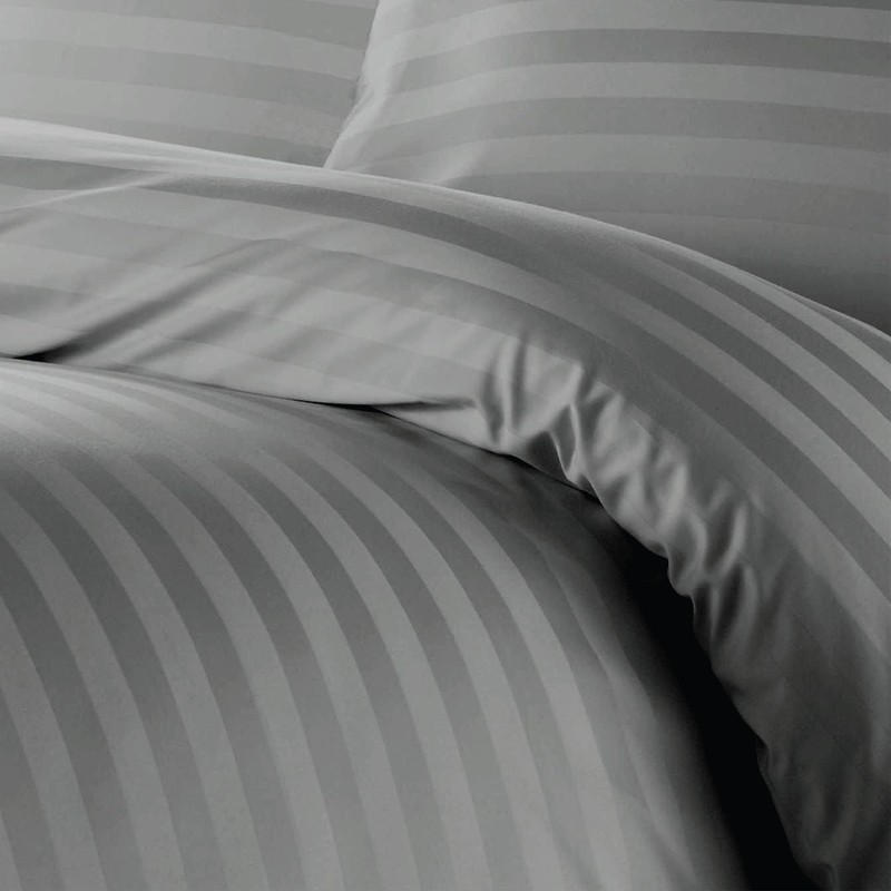 Ev Dekor® Double Duvet Cover Set Hotel Quality Stripes Satin