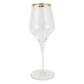 Vietri Contessa Gold Wine Glass, 9 oz, Luxury Wine Glasses, Modern Artisan Glassware/Barware