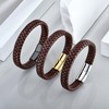JIWOY Men's Braided Bracelet Stainless Steel Leather Bracelet Simple Cuff