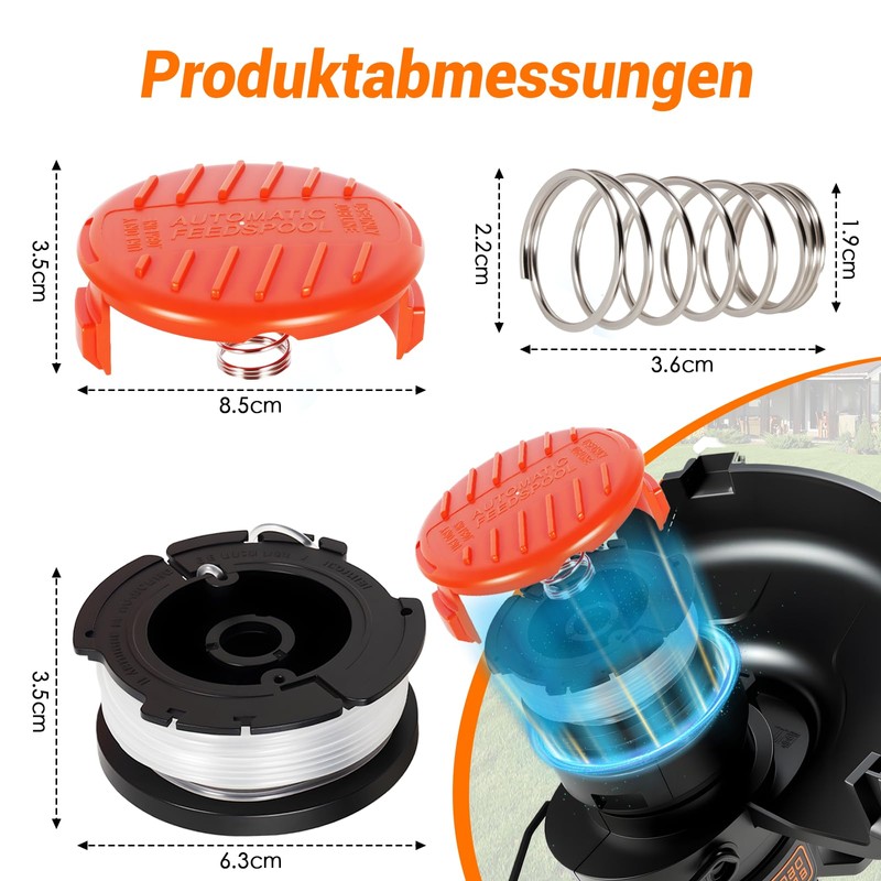 AF-100, A6481 Grass Trimmer Spool Compatible with Black + Decker,