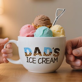 VZQI Ice Cream Bowls and Spoons Set Dad Gifts Father Day Ceramic Bowl Decoratons