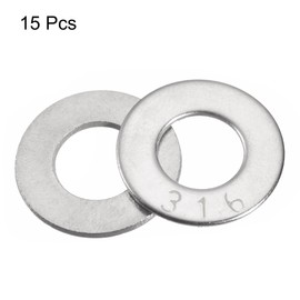 sourcing map 7/16" 316 Stainless Steel Flat Washer for Screw Bolt 15Pcs