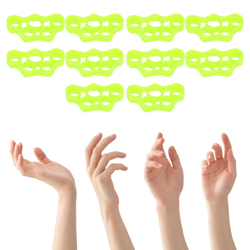 10Pcs Finger Exerciser 6.6LB Green Soft Flexible Silicone Portable Skin