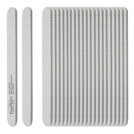 ForPro Professional Collection Zebra Foam Board, 180/180 Grit, Double-Sided Manicure Nail File, 7” L x .75” W, 50-Count