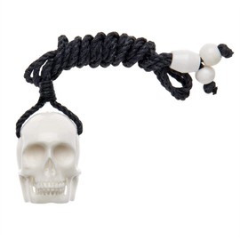 81stgeneration Women's Men's Handcarved Bone White Skull Head Carved Charm Pendant Necklace