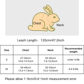 Copfeu Rabbit Harness and Leash Set Adjustable Bunny Harness Leash Ferret Harness Guinea Pig Harness Ferret Leash for Small Pets Walking Outdoor (Small,Pink)