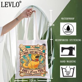 LEVLO Dug Dog Tote Bag Carl & Ellie Movie Fan Gifts My Name Is Dug I've Just Met You And I Love You Shoulder Bag, My Name is Dug Tote, M