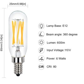 Raheem T8 LED Bulb, E12 Dimmable LED Bulb, 110v 600Lumens 3000k 60W Equivalent, Clear Glass Tubular Light Bulb, Best Replacement for Incandescent Bulb, Candelabra LED Bulbs, 10 Pack (Warm White)