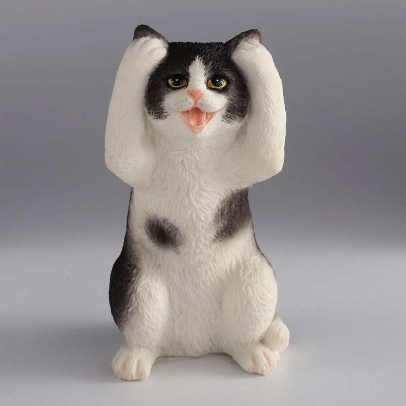 Veronese Design 3 3/4 Inch Black and White Kittens Hear