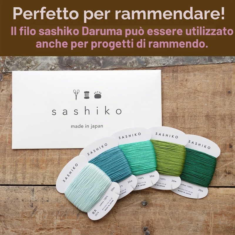 DARUMA - Set di fili per Sashiko in 100% cotone