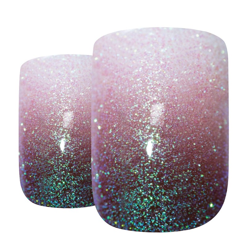 Falsche Nägel Bling Art Grun Braun Gel Ombre Französisch Squoval