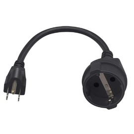 5-15P to Euro CEE7/7 Short Power Cord Plug,Toptekits US 3-Prong NEMA5-15P Standard Plug to CEE 7/7 Schuko European Female Socket Power Cord for UPS/PDU, 16AWG,1ft/0.3m (5-15P to Schuko)