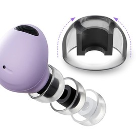 AZLA SednaEarfit Crystal for Galaxy Buds 2 Pro - Earbud Tips for Wireless Headphones - Noise Canceling Earbuds Replacement Tips (Smoky Black, L)