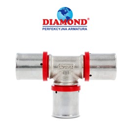 Press Fitting T-Piece PEX 25 x 25 x 25 mm U Profile for Aluminium Composite Pipe, Multilayer Composite Pipe, Composite Pipe with Sealing Rings Oring, Heating, Sanitary, Drinking Water Installation, 10