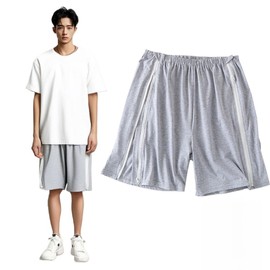 WEEOATAR Unisex Tear Away Shorts Bedridden Patient Pants,Rip Off Pants Easy to Wear with Side Zippers for Bedridden,Post Surgery,Incontinence Dialysis and Diaper Replacement(Light Grey,3XL)