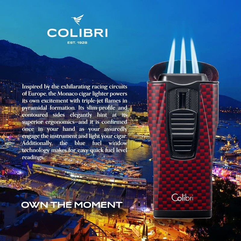 Colibri Monaco Triple Jet Flame Cigar Lighter, Wind Resistant, Blue