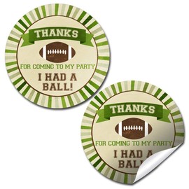 Football Ticket Birthday Thank You Sticker Labels for Kids, 40 2" Party Circle Stickers by AmandaCreation, Great for Party Favors, Envelope Seals & Goodie Bags