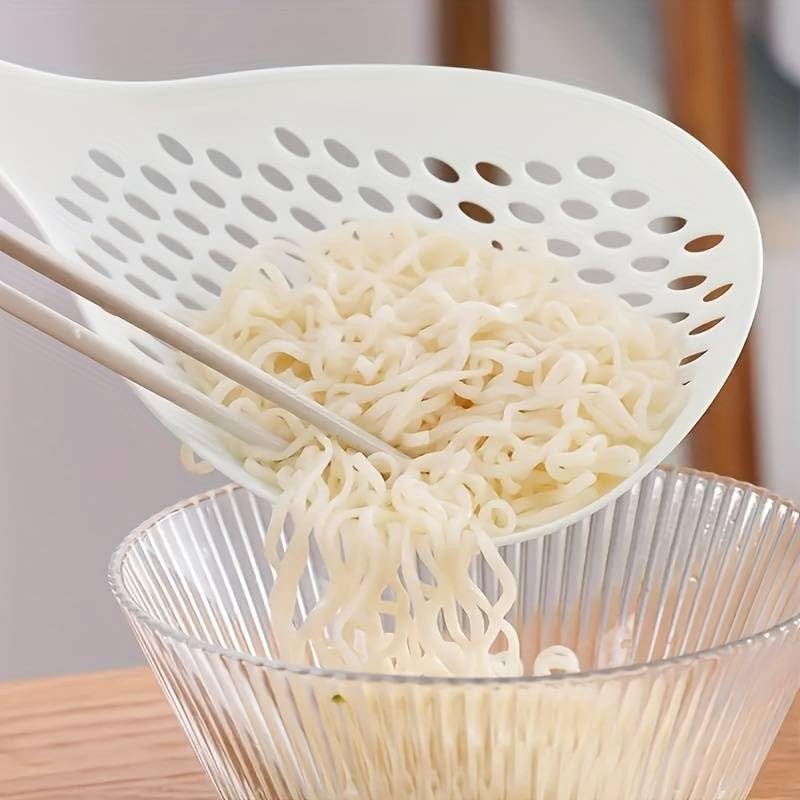 Long Handled Colander Pasta Scoop -Strainer Ladle, Pasta Drainer, Wash