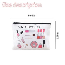 Makeup Cosmetic Bag Nail Stuff Pouch for Women Girls Christmas Birthday Gifts for Sister Niece Grandaughter Canvas Travel Bags Nail Technician Presents for Best Friends