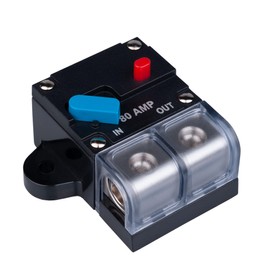 80 Amp Circuit Breaker 80A Self-Recovery Inline Fuse Holder Resettable DC 12V-48V Volt Voltage Circuit Breaker Audio Waterproof Manual Reset for Car Marine RV Boat Truck