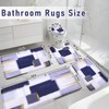 Blue Memory Foam Bathroom Rug Sets 5 Piece, Absorbent Non-Slip