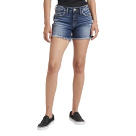 Silver Jeans Co. Women's Suki Mid Rise Short, Med Wash Ecf388, 26