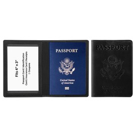 Ciana Passport Holder for Travel – PU Leather Passport Cover and Card Holder for Men & Women – Slim Passport Holder with Card Protector Slot, Travel Must Haves (Black)