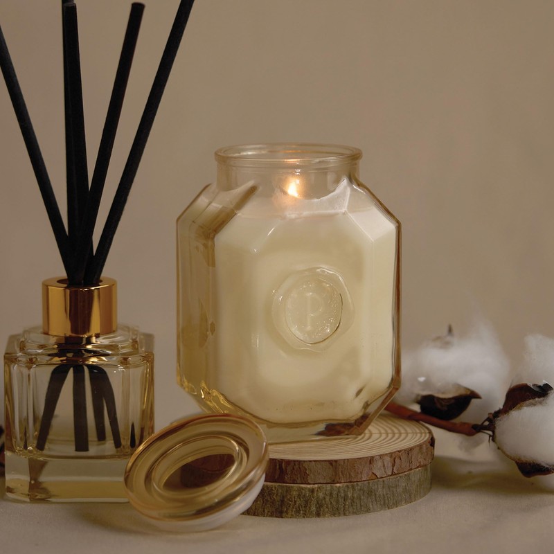 Paddywax Botanica Scented Candle with Lid in Reusable Embossed Glass