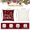 Christmas Pillow Covers 18x18 Inch Set of 4, Red Merry