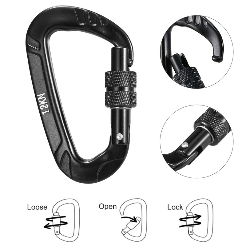 4pcs 12KN Twist Locking Carabiner Snag Free Carabiner Pet Collar