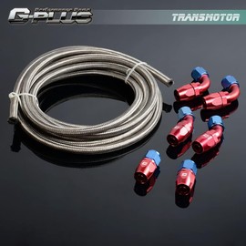 G-PLUS 10AN Universal Stainless Steel Oil/Fuel Hose & Fitting Hose End Adaptor Kit Silver Transmission Gas Oil Fuel Line Fittings Kit 5 Meter Replacement