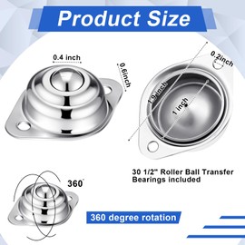 Gisafai 30 Pcs Roller Ball Transfer Bearing Carbon Steel Round Ball Transfer Unit Universal Ball Casters for Conveyor Roller Stand Transmission System Furniture (1/2")