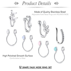 JFORYOU Fake Nose Piercing, Faux Magnetic Ring for Septum, Nose, Ear, Helix, Cartilage, Lip, Metal