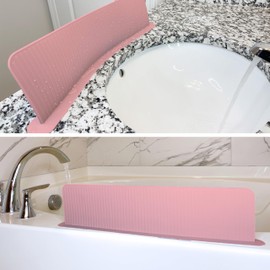 Jovely Silicone Splash Guard, Water Splatter Screen for Kitchen, Bathroom & Island, The Whole Floor Absorption Surface, Premium Kitchen Accessories (19.1L x 1.8W x 4.7H inches) (Pink)