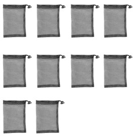 Leliafleury 10Pcs Black Mesh Drawstring Bags, Polyester Storage Mesh Bags for Home Offices Sports Travel, 15cm x 20cm