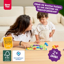 Nene Toys Wooden Peg Game for Toddlers from 2 Years - Mosaic Peg Game for Children 2-3 Years - Montessori Toy with Wooden Plugs & Assignment Cards - Educational Game for Boys & Girls
