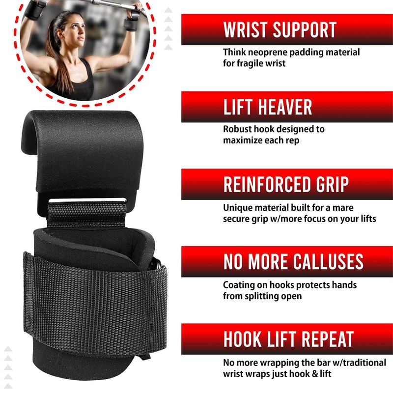 TOPMAD Heavy Duty Gym Hooks for Weight Lifting – Wrist