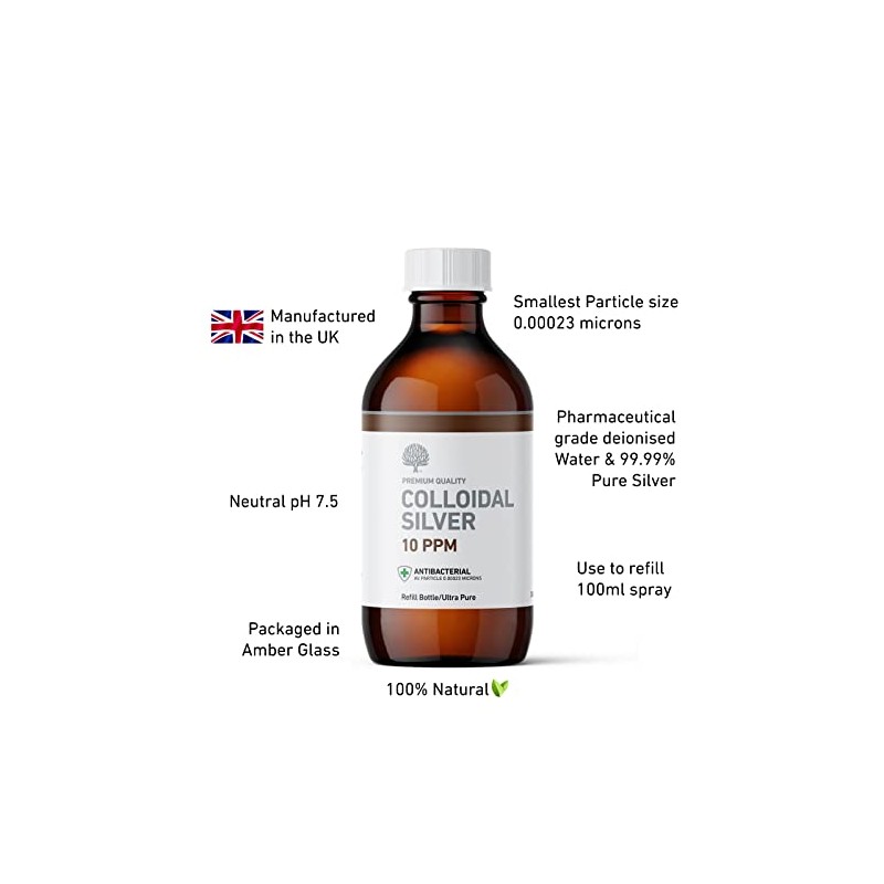 Nature's Greatest Secret Premium Quality Antibacterial 10ppm Colloidal Silver Bottle