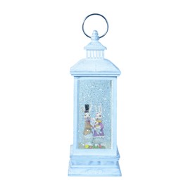 Gerson International 2623530 Battery Operated Lighted Spinning Water Globe Lantern with Easter Bunnies, 11-inch Height