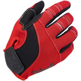 Biltwell Moto Gloves | Motorcycle Gloves | Abrasion Resistance | Breathable Fabric | Open Cuff | Red Black White | Large